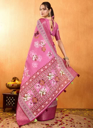 Incredible Peach Silk Casual Sari