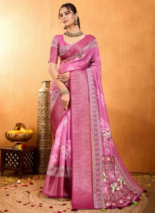 Incredible Peach Silk Casual Sari