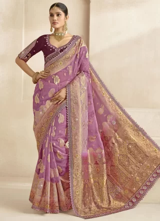 Innovative Purple Silk Designer Saree