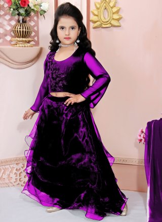 Integral Purple Organza Readymade Lehenga Choli