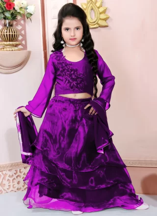 Integral Purple Organza Readymade Lehenga Choli