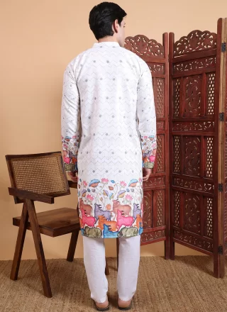 Integral White Cotton Kurta Mens Wear