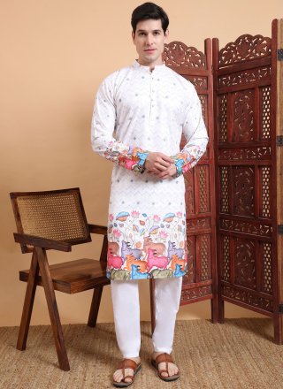 Integral White Cotton Kurta Mens Wear
