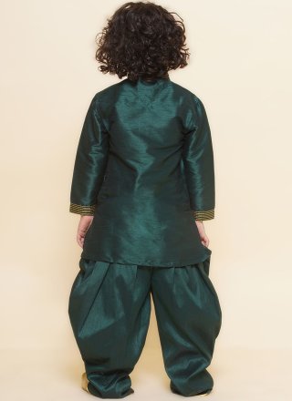 Invaluable Green Dupion Silk Dhoti Kurta