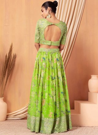 Invaluable Green Organza Readymade Lehenga Choli