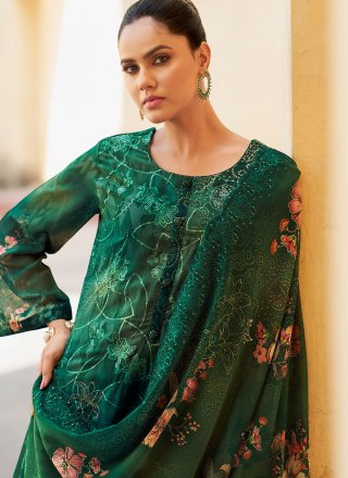 Invaluable Green Organza Salwar Suit