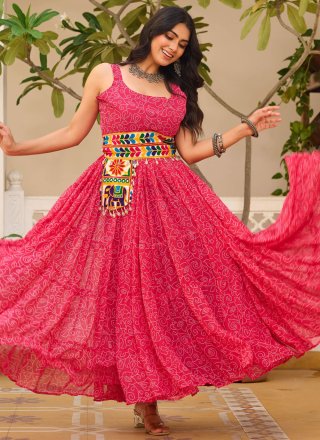 Invigorating Rani Faux Georgette  Designer Gown with Gamthi and Print Work