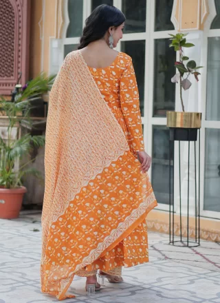 Irresistible Orange Cotton Salwar Suit