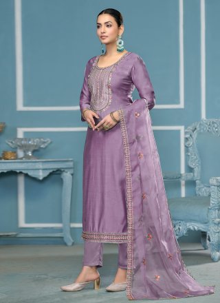 Irresistible Purple Cotton Salwar Suit