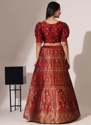 Jacquard A - Line Lehenga Choli with Jacquard and Zari Work