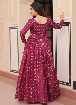 Jacquard  Designer Gown with Jacquard, Print and Weaving Work
