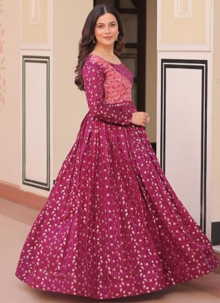 Jacquard  Designer Gown with Jacquard, Print and Weaving Work