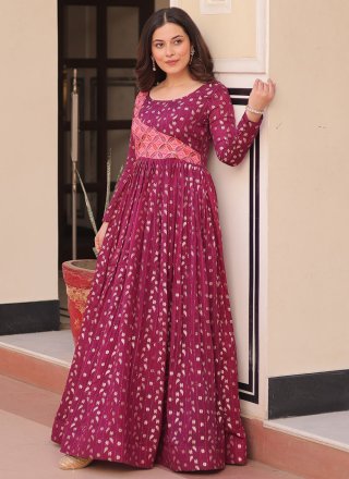 Jacquard  Designer Gown with Jacquard, Print and Weaving Work