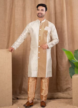 Jacquard Indo Western In Cream Color
