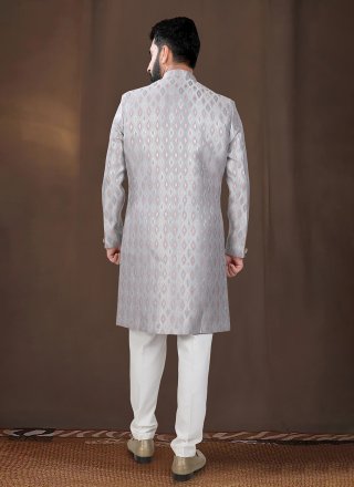 Jacquard Indo Western In Grey Color