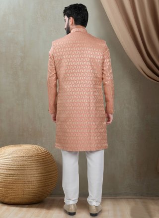 Jacquard Indo Western In Orange Color