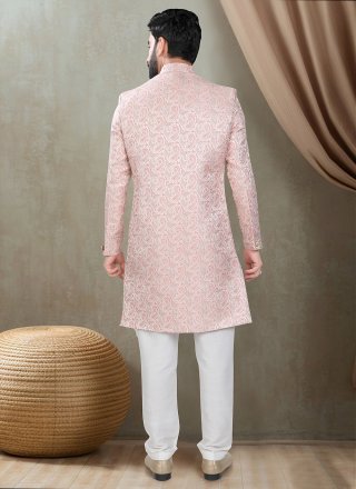 Jacquard Indo Western In Pink Color