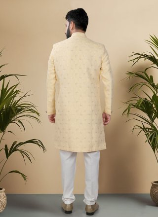 Jacquard Indo Western In Yellow Color