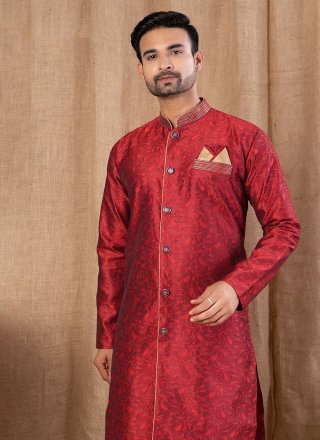 Jacquard Indo Western with Buttons Work