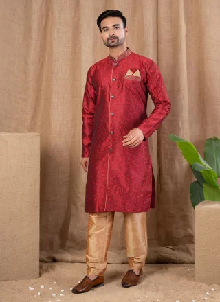 Jacquard Indo Western with Buttons Work