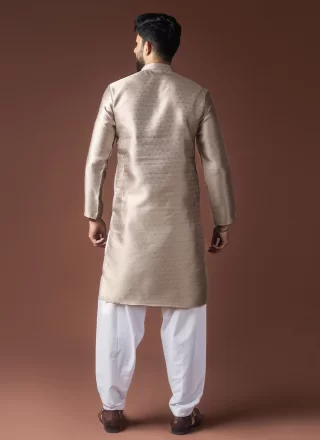 Jacquard Kurta Pyjama In Silver