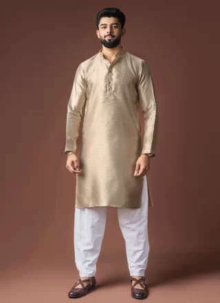 Jacquard Kurta Pyjama with Woven Work