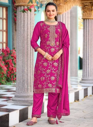 Jacquard Salwar Suit In Pink