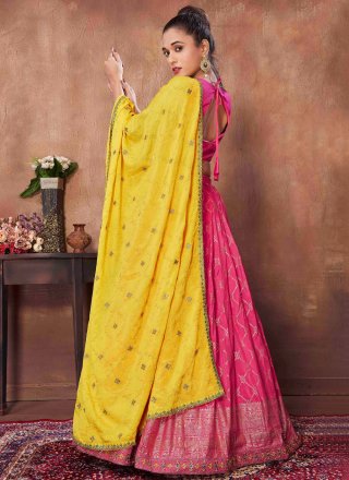 Jacquard Silk Readymade Lehenga Choli In Pink
