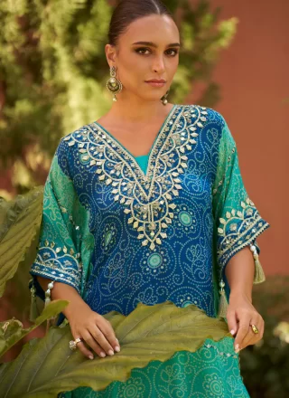 Jacquard Silk Salwar Suit In Multi Colour