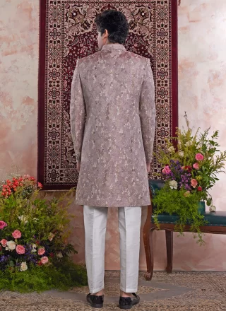 Jacquard Work Banarasi Jacquard Indo Western In Pink