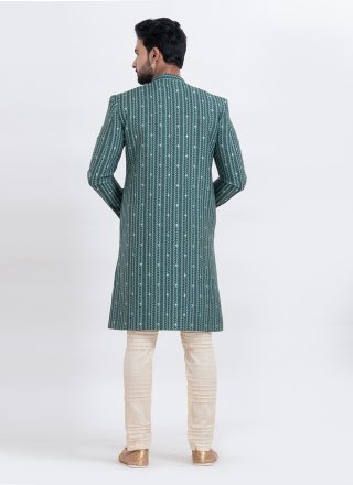 Jacquard Work Cotton Silk Indo Western In Rama for Ceremonial