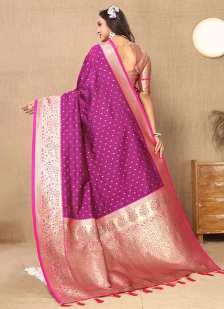 Jacquard Work Silk Trendy Saree In Wine Colour