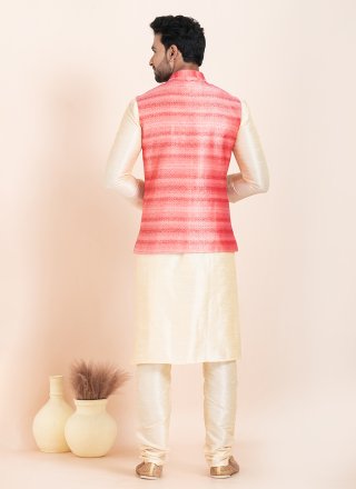 Jazzy Gold and Multi Colour Banarasi Silk Kurta Payjama with Jacket