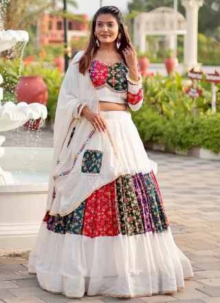 Jazzy White Cotton Readymade Lehenga Choli with Lace Work