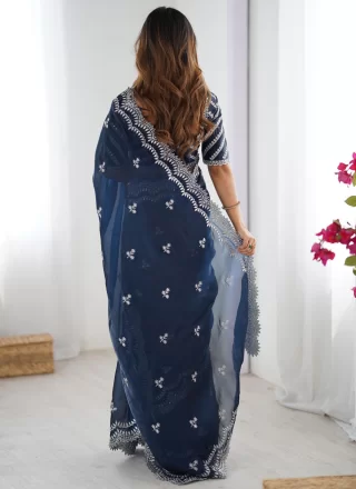 JIMMY CHU Classic Sari In Blue Color