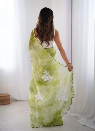 JIMMY CHU Classic Sari In Green Colour
