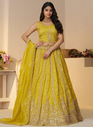 JIMMY CHU Lehenga Choli with Embroidered, Sequins, Thread and Zari Work