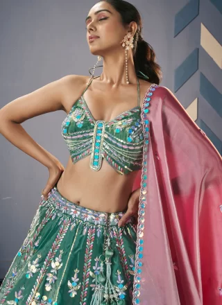 JIMMY CHU Readymade Lehenga Choli In Green Color