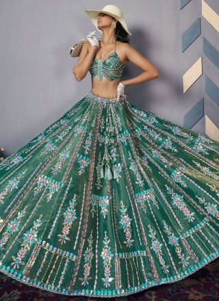 JIMMY CHU Readymade Lehenga Choli In Green Color