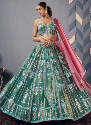 JIMMY CHU Readymade Lehenga Choli In Green Color