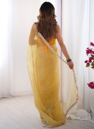 JIMMY CHU Traditional Saree In Yellow Color