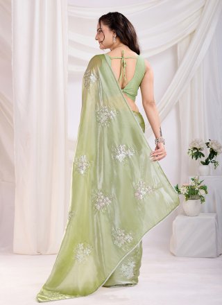 JIMMY CHU Trendy Saree In Green Color