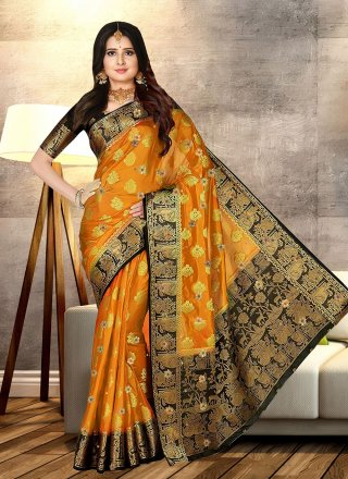 Kanjivaram Silk Contemporary Saree with Hand Work