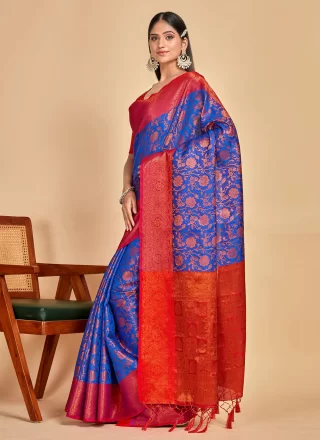 Kanjivaram Silk Contemporary Saree with Zari Work