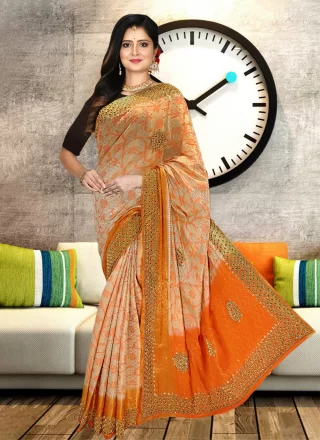 Kanjivaram Silk Trendy Saree In Cream Color