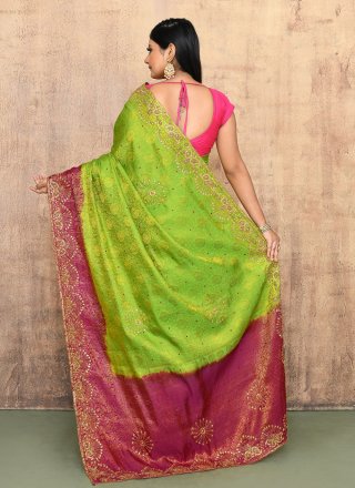 Kanjivaram Silk Trendy Saree In Green