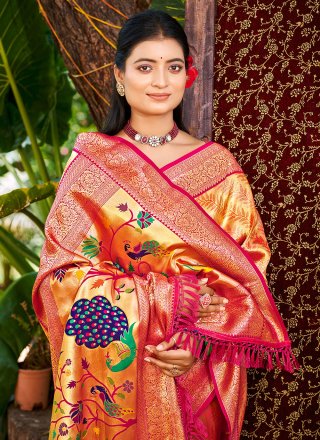 Kanjivaram Silk Trendy Saree with Weaving Work