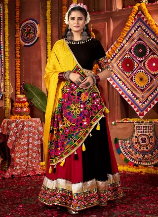 Lace and Print Work Cotton Readymade Lehenga Choli In Multi Colour
