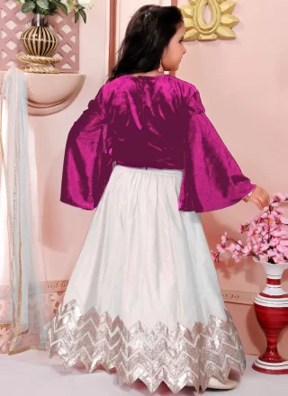 Lace and Zari Work Cotton Silk Lehenga Choli In White Color