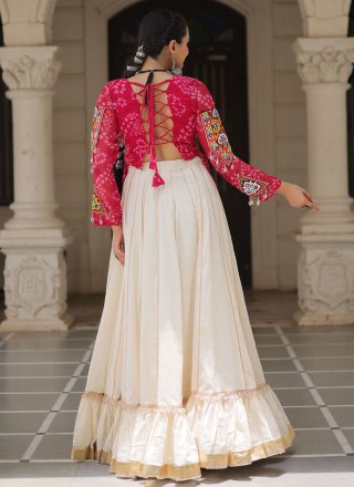 Lace Work Cotton Readymade Lehenga Choli In Pink for Ceremonial